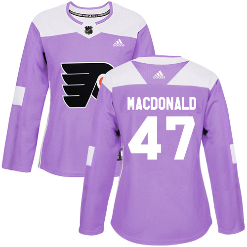 Adidas Flyers #47 Andrew MacDonald Purple Authentic Fights Cancer Women's Stitched NHL Jersey - Click Image to Close